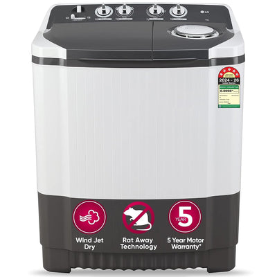 LG 7 Kg 5 Star Wind Jet Dry Semi-Automatic Top Loading Washing Machine (P7020NGAZ, Dark Gray, Rat Away Feature)