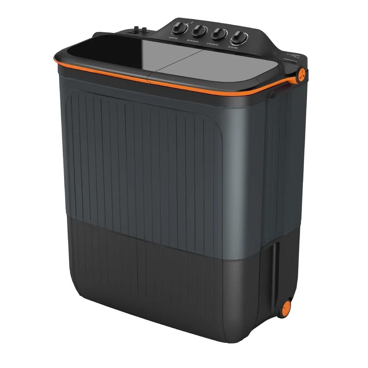 Lloyd 8 kg 5 Star elanteXL Semi Automatic Top Load Washing Machine | Double layered strong Lids |1300 RPM | Soak Function | 3 Wash Programs | Magic Filter (GLWS805EXAVG, Black and Grey)