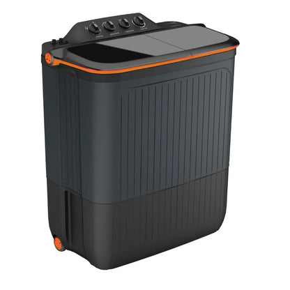 Lloyd 8 kg 5 Star elanteXL Semi Automatic Top Load Washing Machine | Double layered strong Lids |1300 RPM | Soak Function | 3 Wash Programs | Magic Filter (GLWS805EXAVG, Black and Grey)