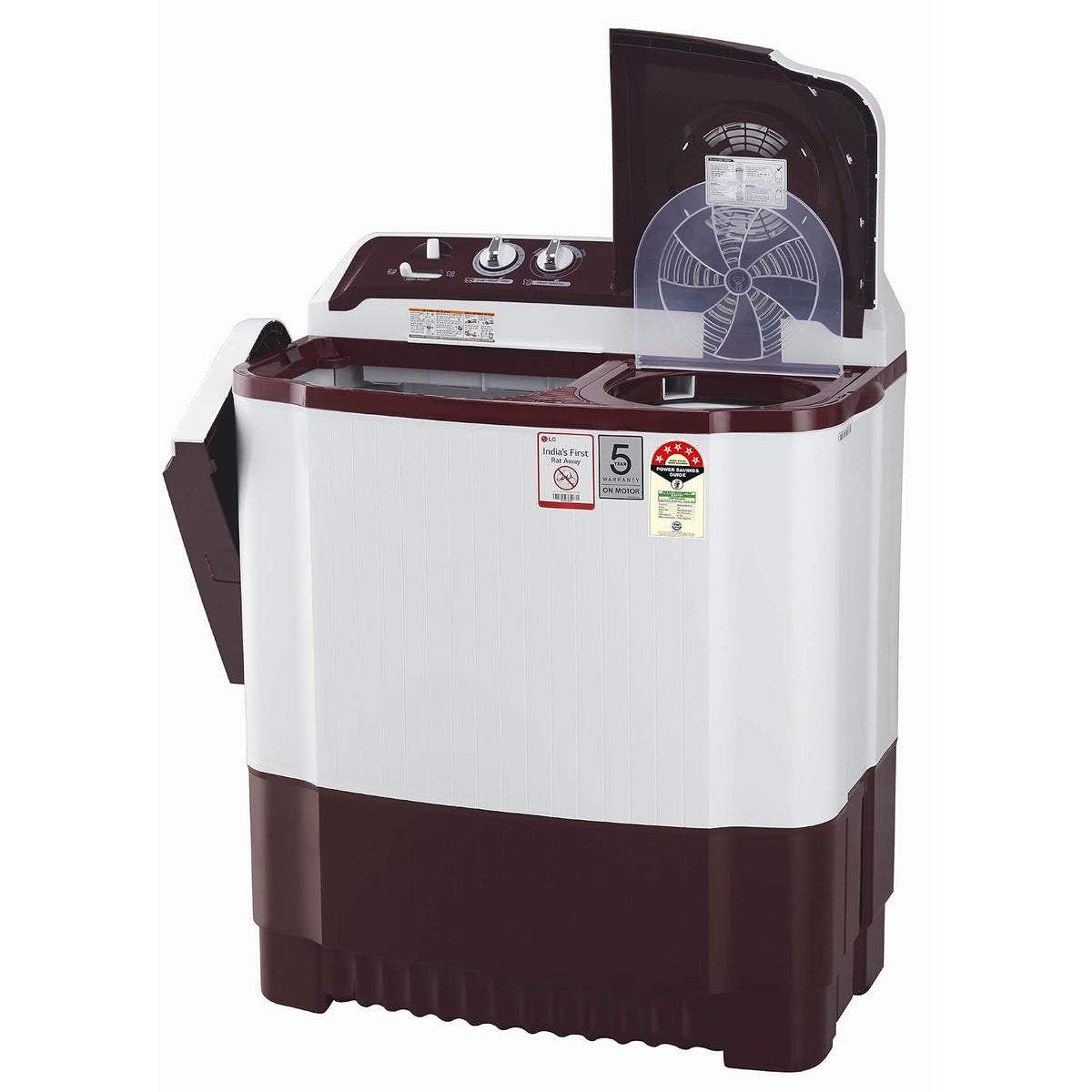LG 8.5 kg 5 स्टार सेमी-ऑटोमैटिक टॉप लोड वॉशिंग मशीन (P8530SRAZ, बरगंडी, रोलर जेट पल्सेटर)