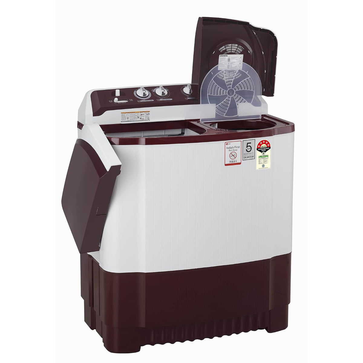 LG 8.5 kg 5 स्टार सेमी-ऑटोमैटिक टॉप लोड वॉशिंग मशीन (P8530SRAZ, बरगंडी, रोलर जेट पल्सेटर)