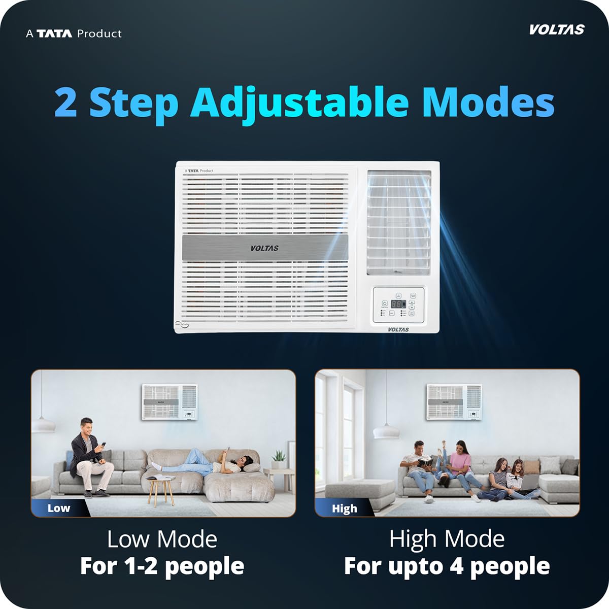 Voltas 1.5 ton 3 Star Inverter Window AC (Copper, 2-in-1 Cooling Modes, Anti-Dust Filter, 2-Way Swing, Memory Restart, Sleep Mode (183INV PEARL, White)
