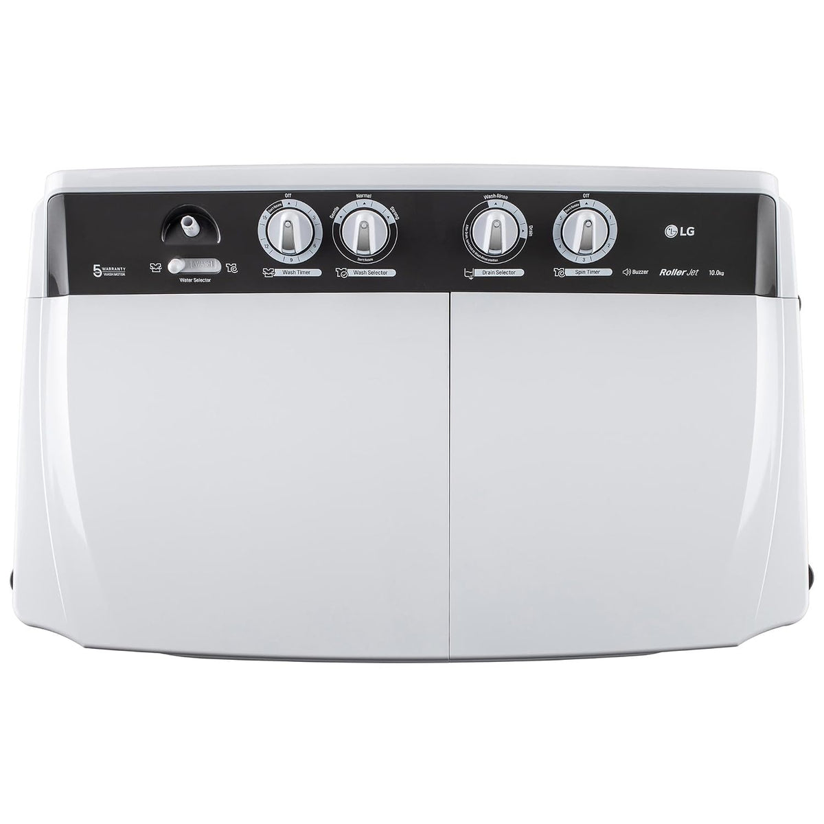 LG 10 Kg, 5 Star, Roller Jet Pulsator, Semi-Automatic Top Loading Washing Machine (P1040RGAZ, Dark Gray, Better wash with effective scrubbing, Rat Away Feature, 5 Year Motor Warranty)