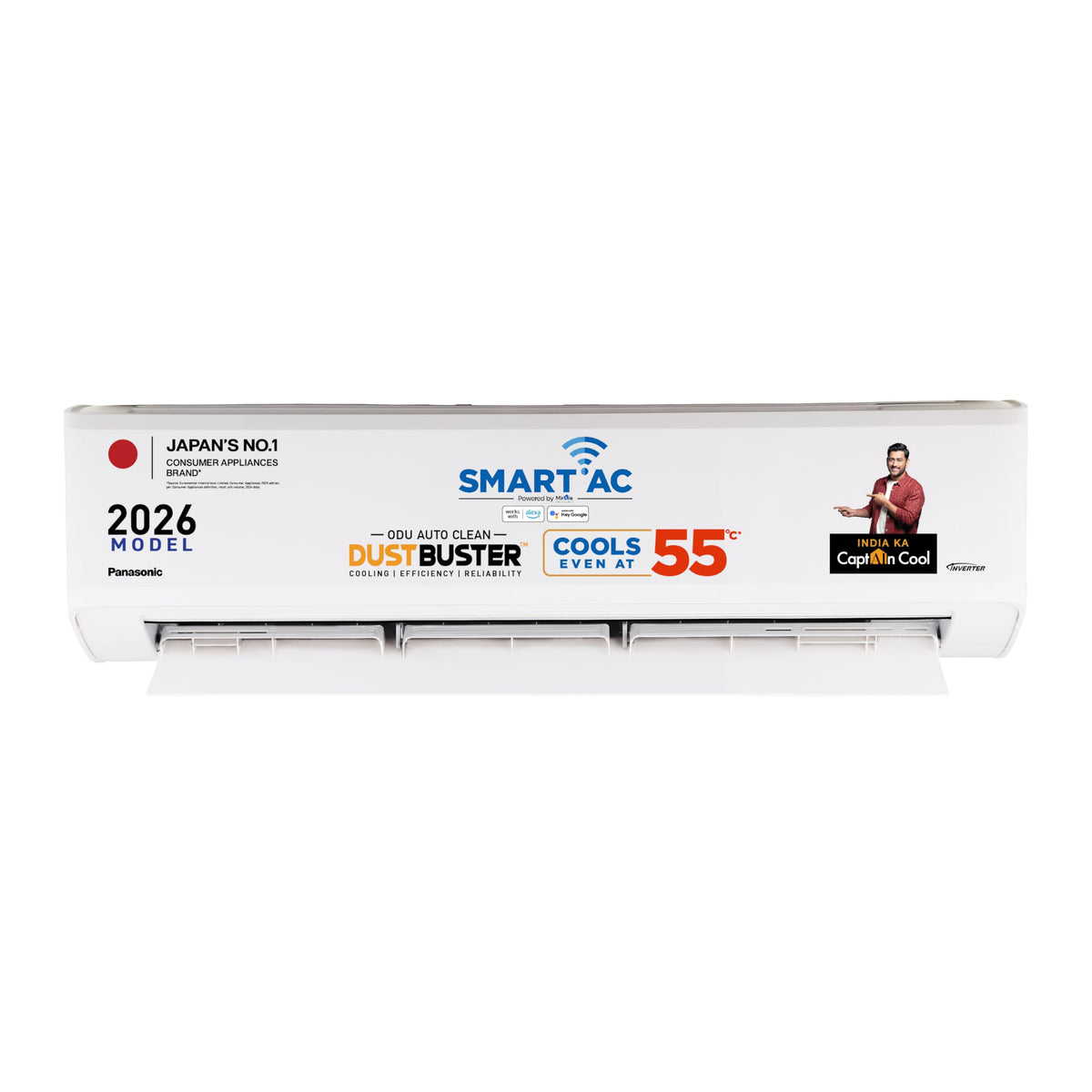 Panasonic 1.5 Ton 3 Star Premium Wi-Fi Inverter Smart Split AC (Matter/MirAIe, AI, DustBuster, 55°C Oper., Copper Condenser, 8in1 Convertible, 2-Way, PM0.1 Filter, CS/CU-SU18BKY3W, 2026 Model, White)