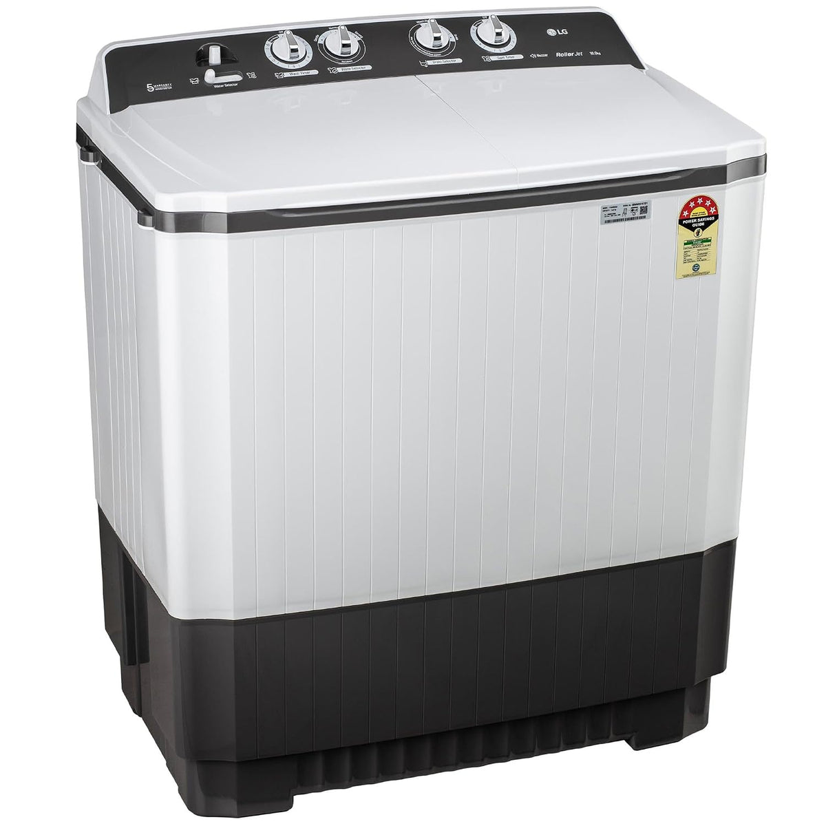 LG 10 Kg, 5 Star, Roller Jet Pulsator, Semi-Automatic Top Loading Washing Machine (P1040RGAZ, Dark Gray, Better wash with effective scrubbing, Rat Away Feature, 5 Year Motor Warranty)
