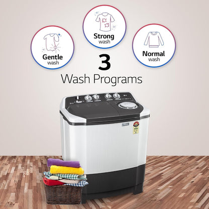 LG 7.5 kg 5 Star Wind jet dry Semi-Automatic Top Load Washing Machine (P7510RGAZ, Dark Gray, Roller Jet Pulsator)