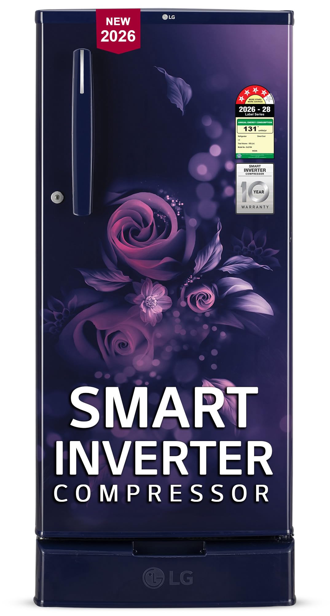 LG 185 L, 4 Star, Smart Inverter, Direct Cool Single Door Refrigerator (GLD1945ZOSE, Scarlet Euphoria, Base stand with Drawer)