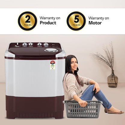 LG 8.5 kg 5 स्टार सेमी-ऑटोमैटिक टॉप लोड वॉशिंग मशीन (P8530SRAZ, बरगंडी, रोलर जेट पल्सेटर)
