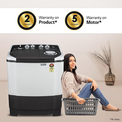 LG 7.5 kg 5 Star Wind jet dry Semi-Automatic Top Load Washing Machine (P7510RGAZ, Dark Gray, Roller Jet Pulsator)