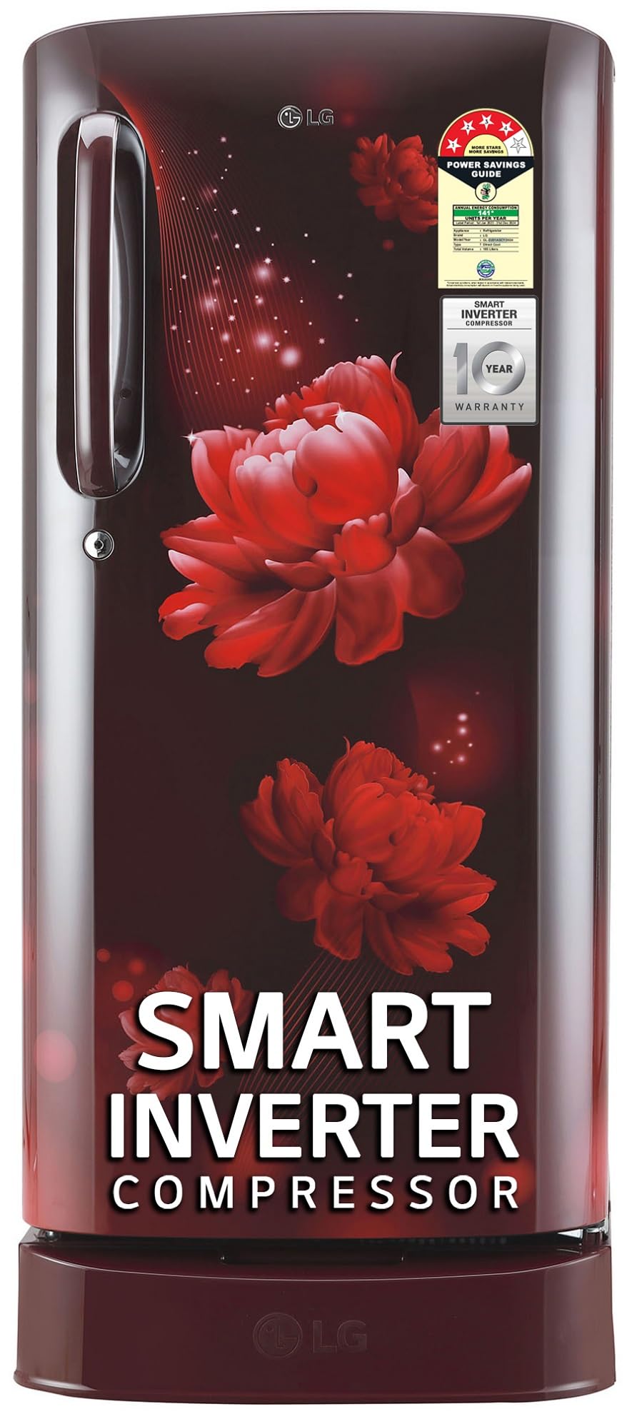 LG 185 L, 4 Star, Smart Inverter, Direct Cool Single Door Refrigerator (GLD1945ZOSE, Scarlet Euphoria, Base stand with Drawer)