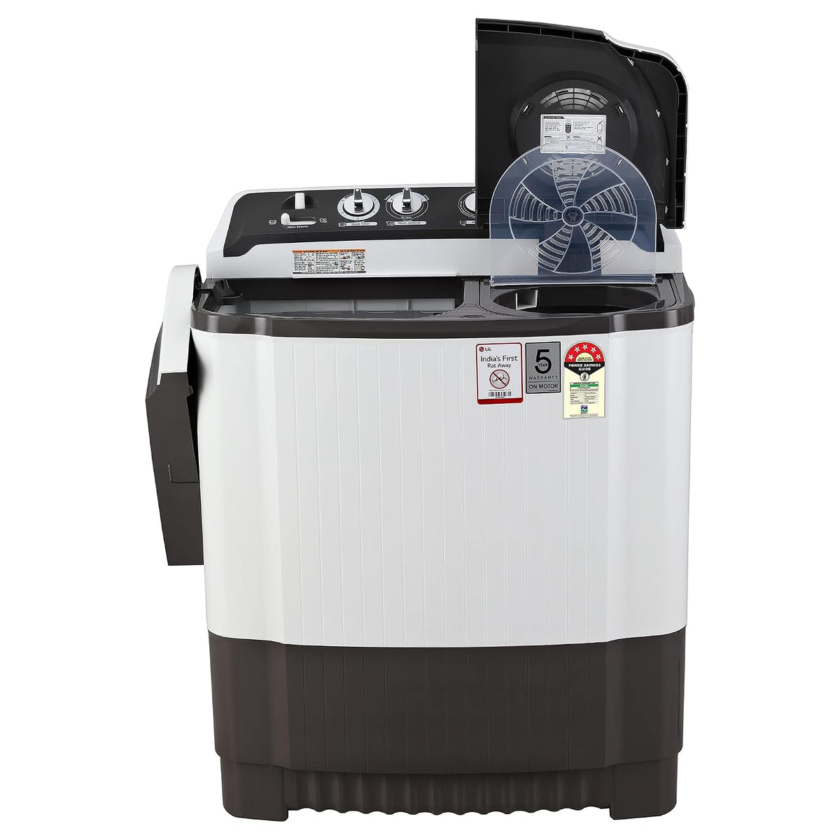 LG 7 Kg 5 Star Wind Jet Dry Semi-Automatic Top Loading Washing Machine (P7020NGAZ, Dark Gray, Rat Away Feature)