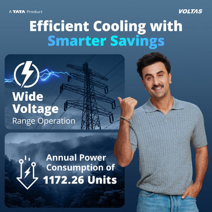 Voltas 1.5 ton 3 Star Inverter Window AC (Copper, 2-in-1 Cooling Modes, Anti-Dust Filter, 2-Way Swing, Memory Restart, Sleep Mode (183INV PEARL, White)