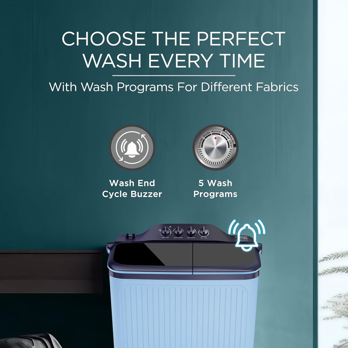 Lloyd Elante Pluss 12 Kg 5 Star Semi-Automatic Top Load Washing Machine (GLWS125EPHIB, Indigo Blue)