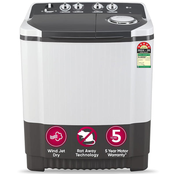 LG 7 Kg 5 Star Wind Jet Dry Semi-Automatic Top Loading Washing Machine (P7020NGAZ, Dark Gray, Rat Away Feature)