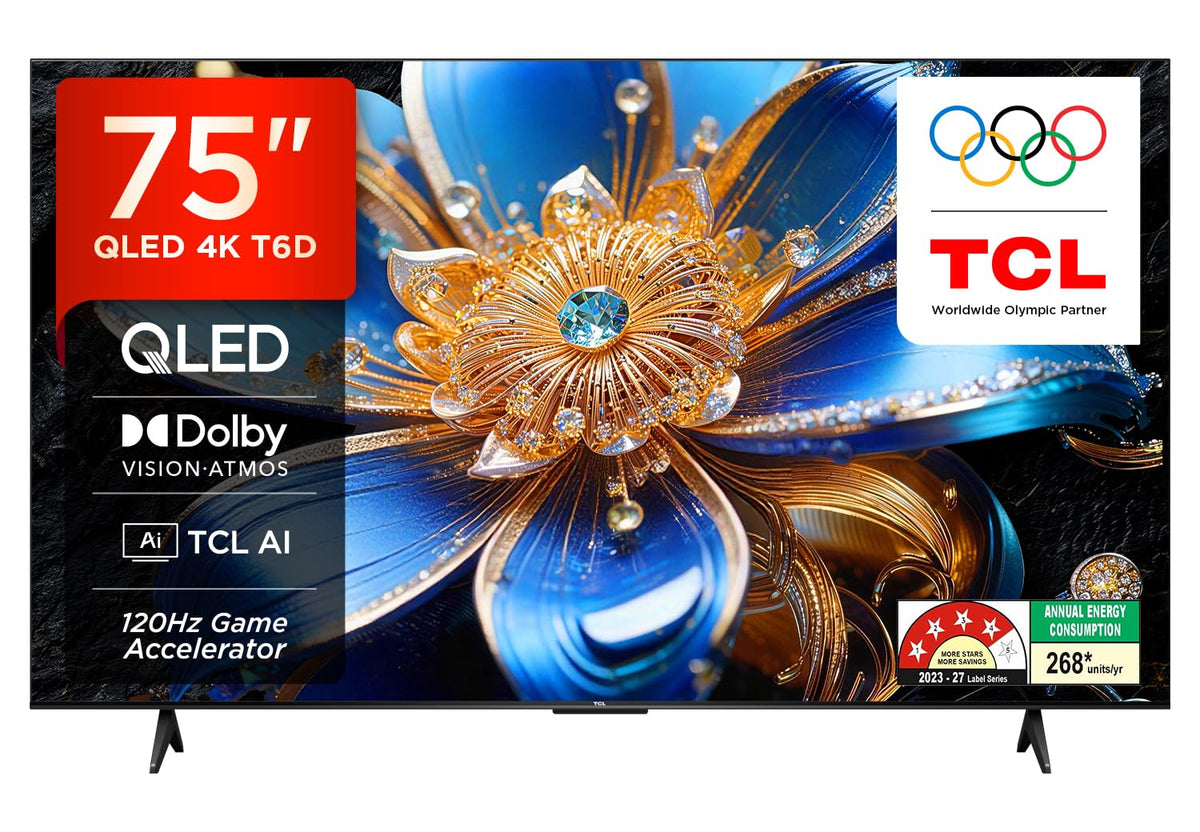 TCL 108 cm (43 inches) 4K Ultra HD Smart QLED Google TV | HDR 10+ | Dolby Vision & Atmos | 30W Speaker Output | Game Master | 43T6D