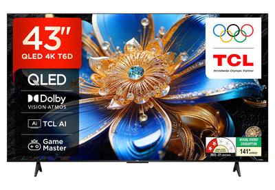 TCL 108 cm (43 inches) 4K Ultra HD Smart QLED Google TV | HDR 10+ | Dolby Vision & Atmos | 30W Speaker Output | Game Master | 43T6D