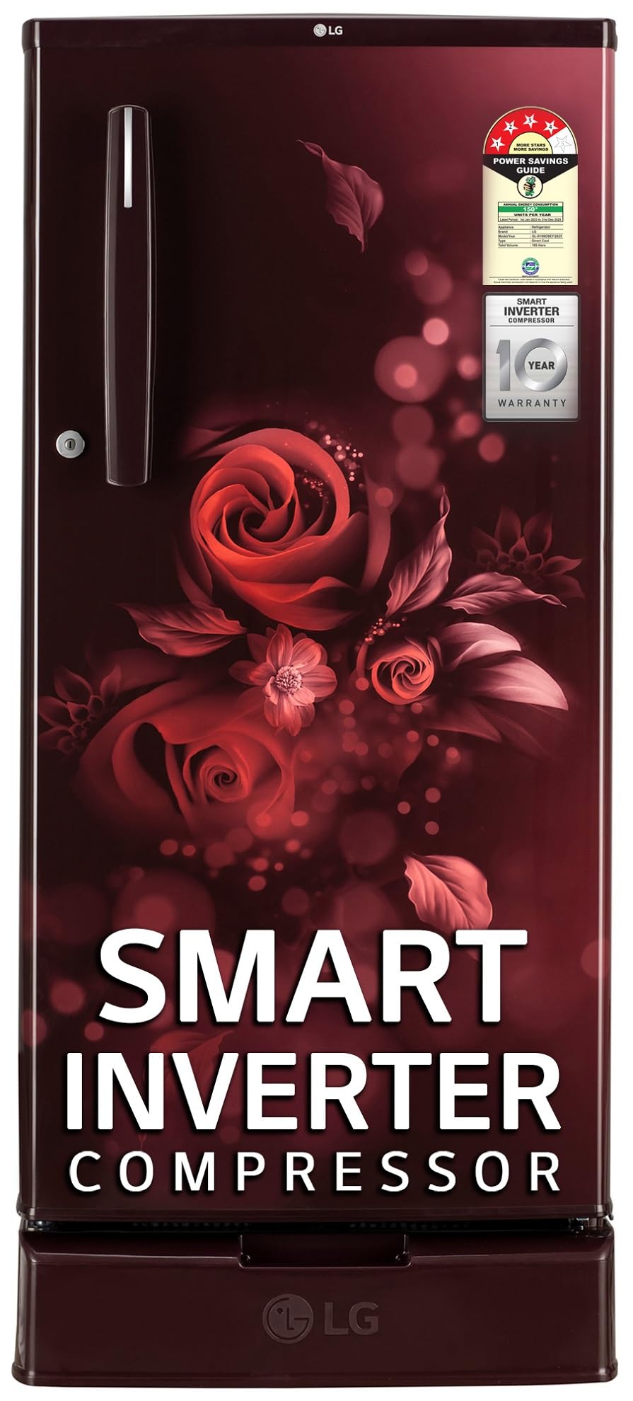 LG 185 L, 4 Star, Smart Inverter, Direct Cool Single Door Refrigerator (GLD1945ZOSE, Scarlet Euphoria, Base stand with Drawer)