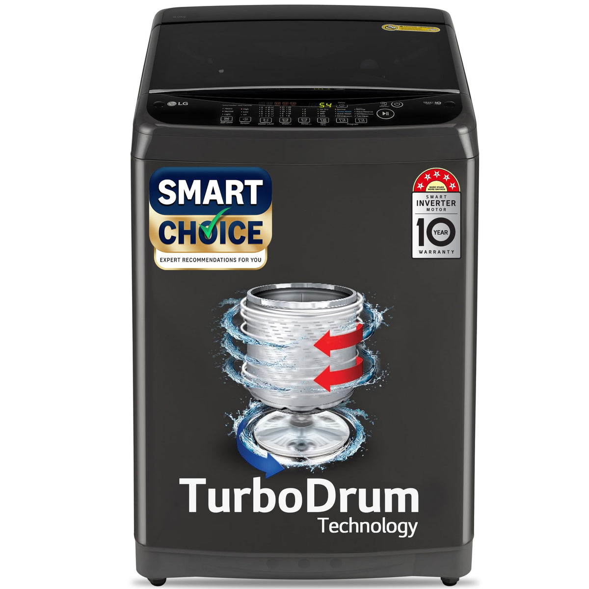LG 7 Kg 5 Star Smart Inverter Technology Fully Automatic Top Load Washing Machine (T70VBMB1Z, Auto Prewash, Turbodrum, Stainless Steel drum, LED Display, Smart Diagnosis Middle Black)