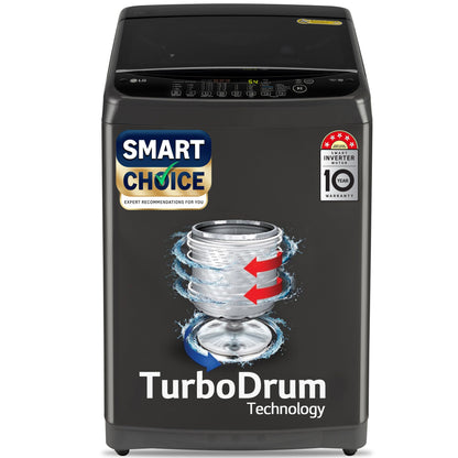 LG 7 Kg 5 Star Smart Inverter Technology Fully Automatic Top Load Washing Machine (T70VBMB1Z, Auto Prewash, Turbodrum, Stainless Steel drum, LED Display, Smart Diagnosis Middle Black)