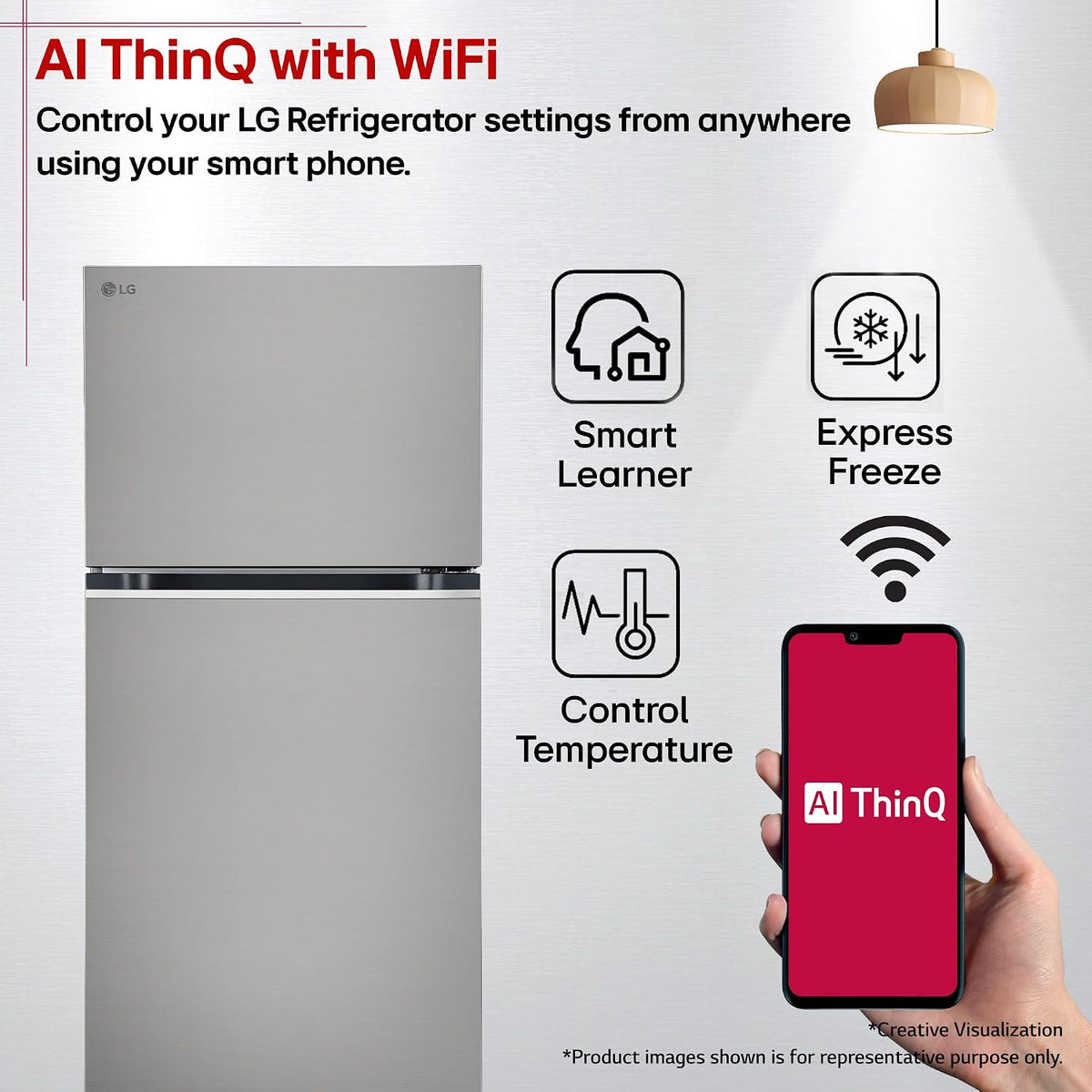 LG 398 L, 3 Star, Convertible, Smart Inverter, Frost-Free Double Door, Wi-Fi Enabled Refrigerator (GLT4036SNPZ, Shiny Steel, Multi Air Flow Cooling with Express Freeze, Smart Diagnosis & Deodorizer)