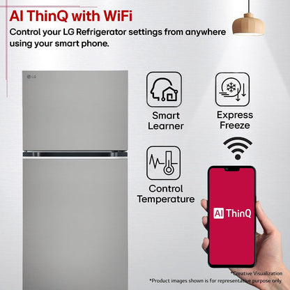 LG 398 L, 3 Star, Convertible, Smart Inverter, Frost-Free Double Door, Wi-Fi Enabled Refrigerator (GLT4036SNPZ, Shiny Steel, Multi Air Flow Cooling with Express Freeze, Smart Diagnosis & Deodorizer)