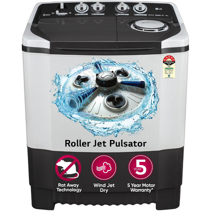 LG 7.5 kg 5 Star Wind jet dry Semi-Automatic Top Load Washing Machine (P7510RGAZ, Dark Gray, Roller Jet Pulsator)