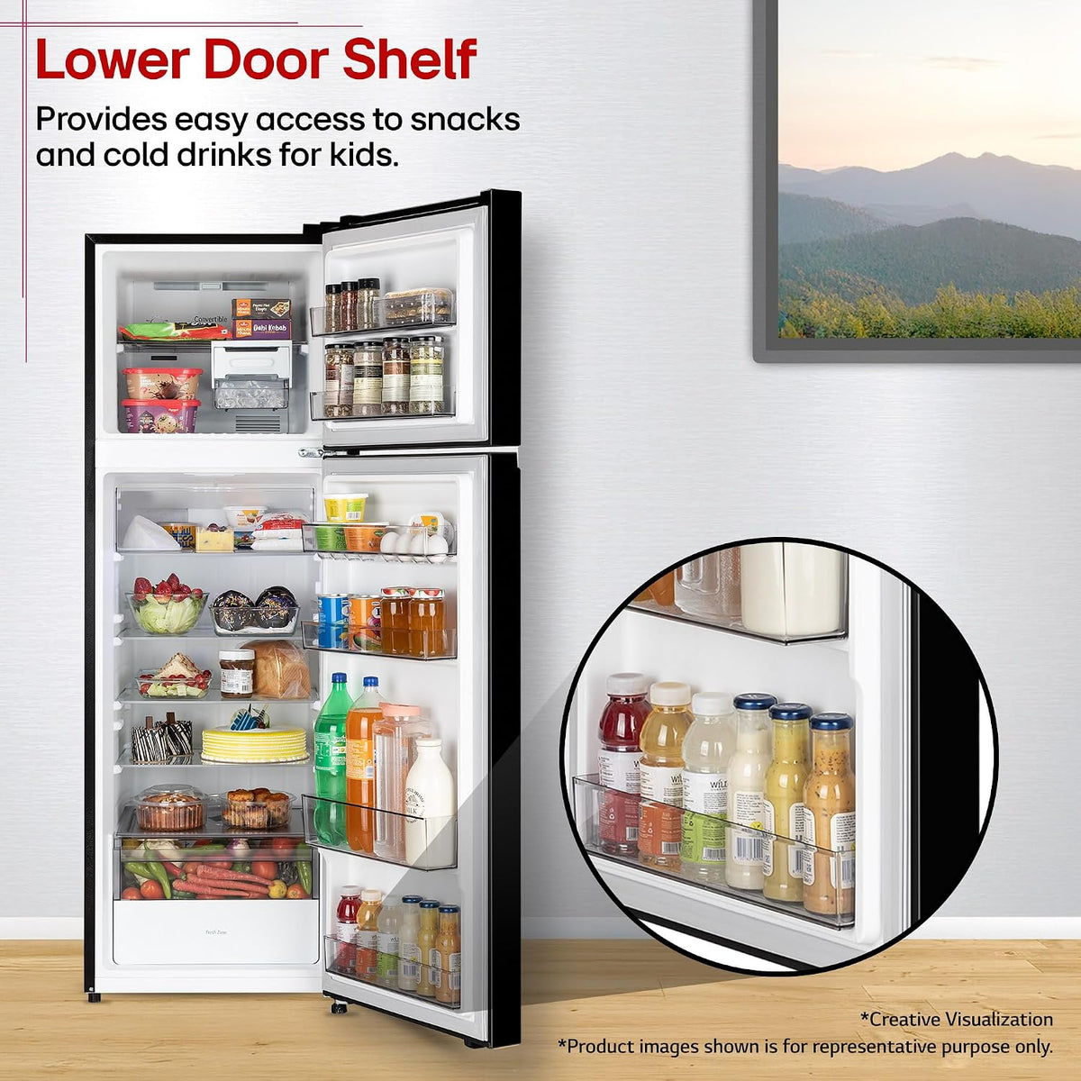 LG 276 L, 2 Star, Smart Inverter, Smart & Dairy Mode, Frost-Free Double Door Convertible Refrigerator (GLT2826XWOB, Onyx Black, Multi Air Flow & Convertible Space for More Storage, 2026 Model)
