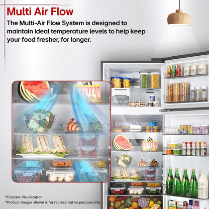 LG 398 L, 3 Star, Convertible, Smart Inverter, Frost-Free Double Door, Wi-Fi Enabled Refrigerator (GLT4036SNPZ, Shiny Steel, Multi Air Flow Cooling with Express Freeze, Smart Diagnosis & Deodorizer)