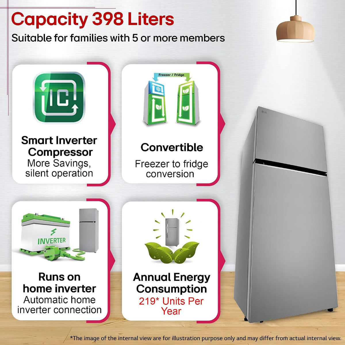 LG 398 L, 3 Star, Convertible, Smart Inverter, Frost-Free Double Door, Wi-Fi Enabled Refrigerator (GLT4036SNPZ, Shiny Steel, Multi Air Flow Cooling with Express Freeze, Smart Diagnosis & Deodorizer)