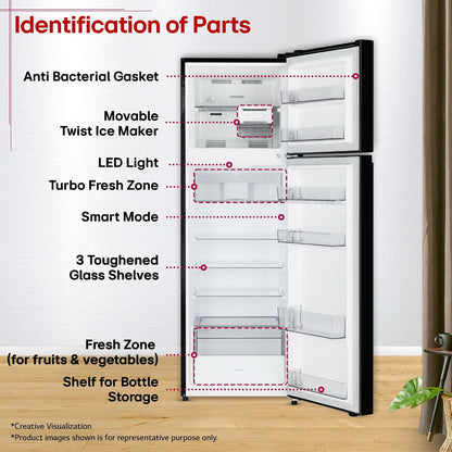 LG 276 L, 2 Star, Smart Inverter, Smart & Dairy Mode, Frost-Free Double Door Convertible Refrigerator (GLT2826XWOB, Onyx Black, Multi Air Flow & Convertible Space for More Storage, 2026 Model)