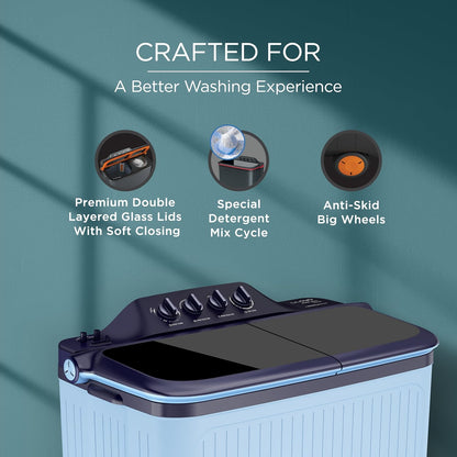 Lloyd Elante Pluss 12 Kg 5 Star Semi-Automatic Top Load Washing Machine (GLWS125EPHIB, Indigo Blue)