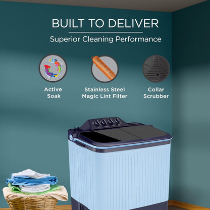 Lloyd Elante Pluss 12 Kg 5 Star Semi-Automatic Top Load Washing Machine (GLWS125EPHIB, Indigo Blue)