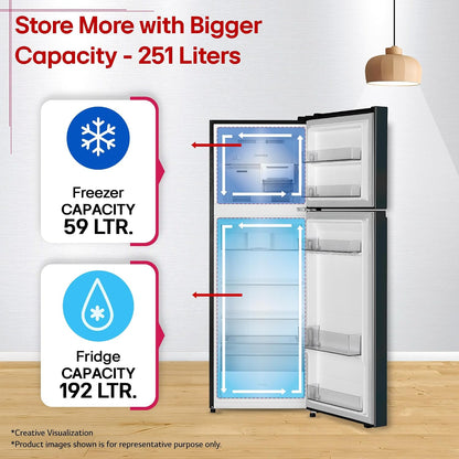 LG 251 L, 2 Star, Frost-Free Smart Inverter Double Door Convertible Refrigerator (GLT2526XWEL, Emerald Lotus, Smart & Dairy Mode, Express Freeze & Convertible Space for More Storage, 2026 Model)