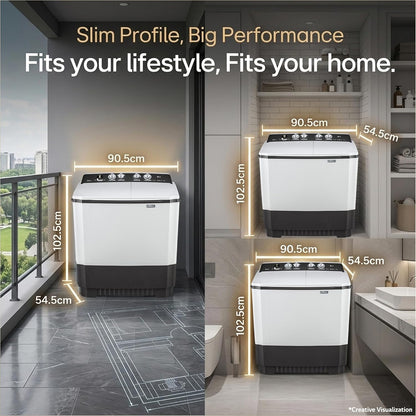 LG 10 Kg, 5 Star, Roller Jet Pulsator, Semi-Automatic Top Loading Washing Machine (P1040RGAZ, Dark Gray, Better wash with effective scrubbing, Rat Away Feature, 5 Year Motor Warranty)