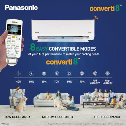 Panasonic 1.5 Ton 3 Star Premium Wi-Fi Inverter Smart Split AC (Matter/MirAIe, AI, DustBuster, 55°C Oper., Copper Condenser, 8in1 Convertible, 2-Way, PM0.1 Filter, CS/CU-SU18BKY3W, 2026 Model, White)
