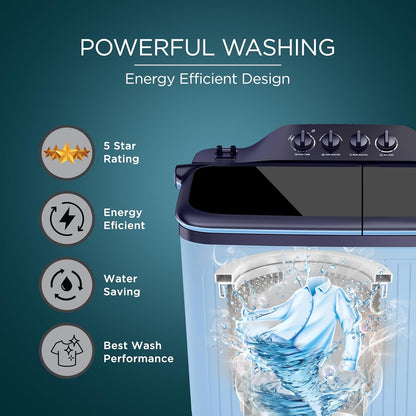 Lloyd Elante Pluss 12 Kg 5 Star Semi-Automatic Top Load Washing Machine (GLWS125EPHIB, Indigo Blue)