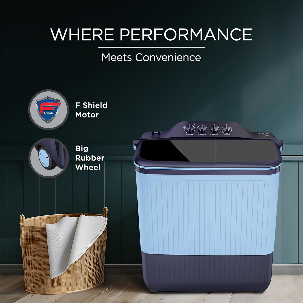 Lloyd Elante Pluss 12 Kg 5 Star Semi-Automatic Top Load Washing Machine (GLWS125EPHIB, Indigo Blue)