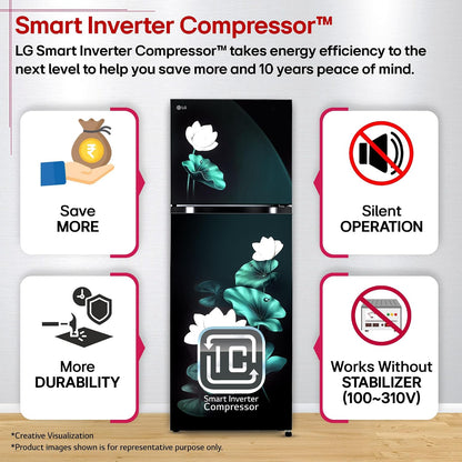 LG 251 L, 2 Star, Frost-Free Smart Inverter Double Door Convertible Refrigerator (GLT2526XWEL, Emerald Lotus, Smart & Dairy Mode, Express Freeze & Convertible Space for More Storage, 2026 Model)