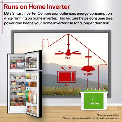LG 276 L, 2 Star, Smart Inverter, Smart & Dairy Mode, Frost-Free Double Door Convertible Refrigerator (GLT2826XWOB, Onyx Black, Multi Air Flow & Convertible Space for More Storage, 2026 Model)