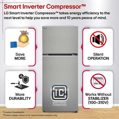 LG 398 L, 3 Star, Convertible, Smart Inverter, Frost-Free Double Door, Wi-Fi Enabled Refrigerator (GLT4036SNPZ, Shiny Steel, Multi Air Flow Cooling with Express Freeze, Smart Diagnosis & Deodorizer)