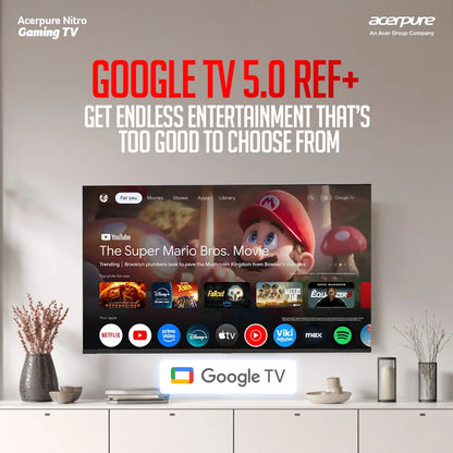 acerpure Nitro 139 cm (55 inch) QLED Ultra HD (4K) Smart Google TV with 120 Hz GTV 5.0 |Android 14 |Dolby Vision & Dolby Atmos|50W Sound|Tuner|Wi-Fi Direct|ALLM |VRR|MEMC|Karaoke|AI|Gaming |Wall Mount (AP55UG75PNTO5)