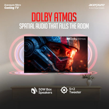acerpure Nitro 108 cm (43 inch) QLED Ultra HD (4K) Smart Google TV with 120 Hz GTV 5.0 |Android 14 |Dolby Vision & Dolby Atmos|40W Sound|Tuner|Wi-Fi Direct|ALLM |VRR|MEMC|Karaoke|AI|Gaming |Wall Mount (AP43UG75PNTO5)