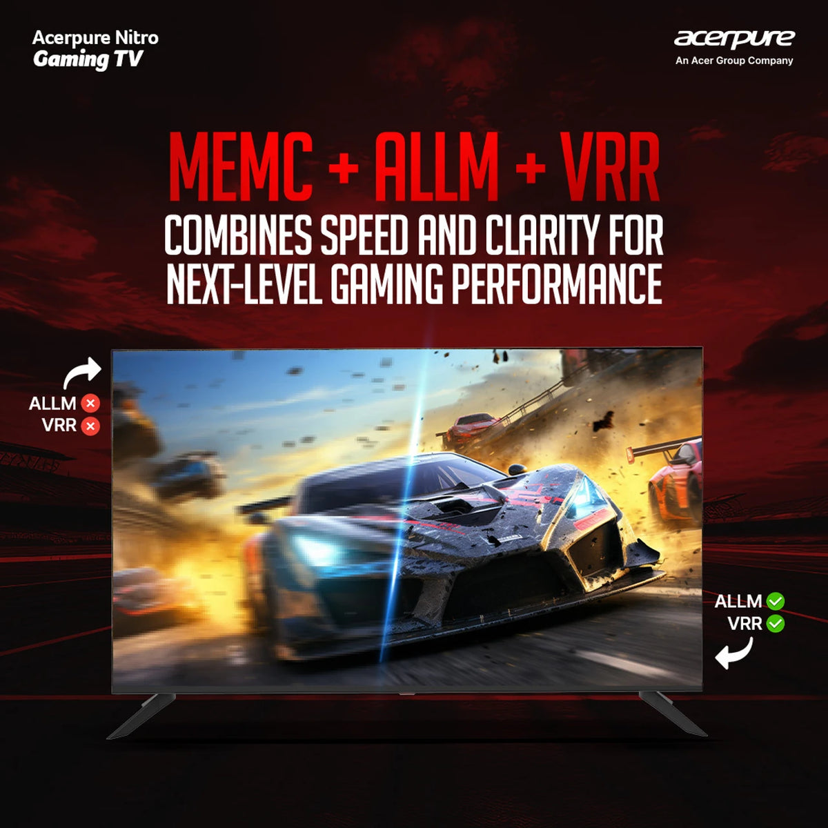 acerpure Nitro 139 cm (55 inch) QLED Ultra HD (4K) Smart Google TV with 120 Hz GTV 5.0 |Android 14 |Dolby Vision & Dolby Atmos|50W Sound|Tuner|Wi-Fi Direct|ALLM |VRR|MEMC|Karaoke|AI|Gaming |Wall Mount (AP55UG75PNTO5)