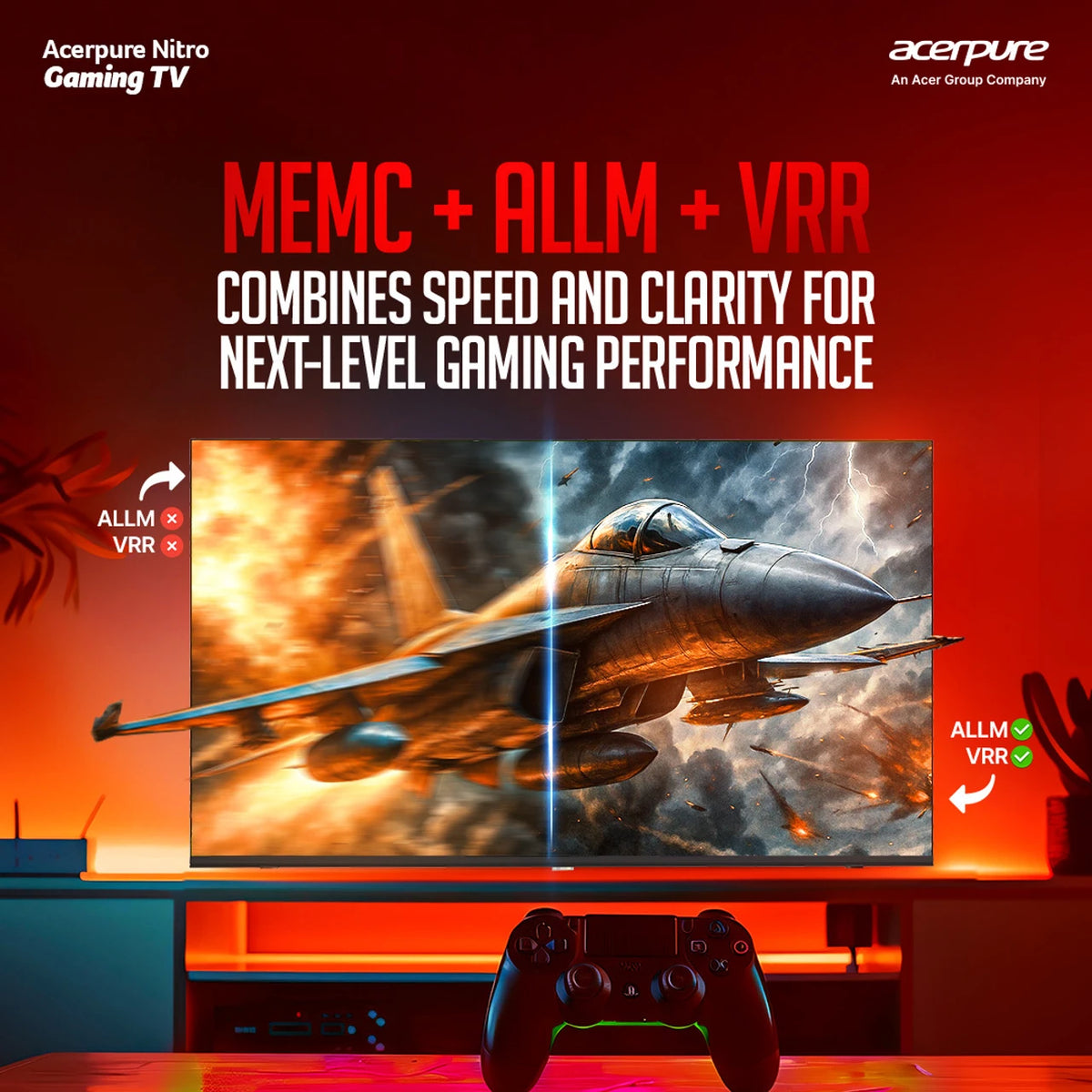 acerpure Nitro 108 cm (43 inch) QLED Ultra HD (4K) Smart Google TV with 120 Hz GTV 5.0 |Android 14 |Dolby Vision & Dolby Atmos|40W Sound|Tuner|Wi-Fi Direct|ALLM |VRR|MEMC|Karaoke|AI|Gaming |Wall Mount (AP43UG75PNTO5)