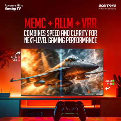 acerpure Nitro 108 cm (43 inch) QLED Ultra HD (4K) Smart Google TV with 120 Hz GTV 5.0 |Android 14 |Dolby Vision & Dolby Atmos|40W Sound|Tuner|Wi-Fi Direct|ALLM |VRR|MEMC|Karaoke|AI|Gaming |Wall Mount (AP43UG75PNTO5)
