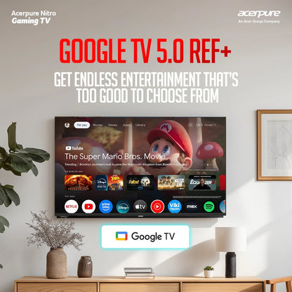 acerpure Nitro 108 cm (43 inch) QLED Ultra HD (4K) Smart Google TV with 120 Hz GTV 5.0 |Android 14 |Dolby Vision & Dolby Atmos|40W Sound|Tuner|Wi-Fi Direct|ALLM |VRR|MEMC|Karaoke|AI|Gaming |Wall Mount (AP43UG75PNTO5)