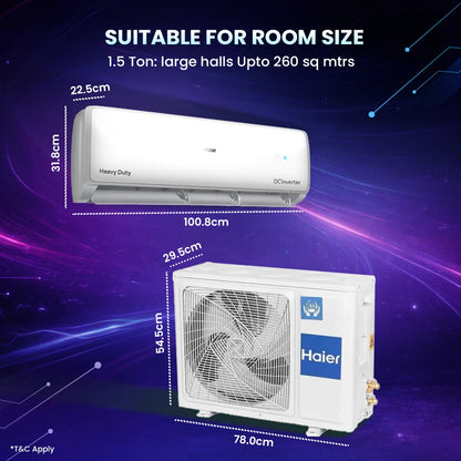 Haier 2026 Model 2 Ton 3 Star Split Twin Inverter AC (HSI24VP-W3NB-I,HSO24-3NB-I, White)