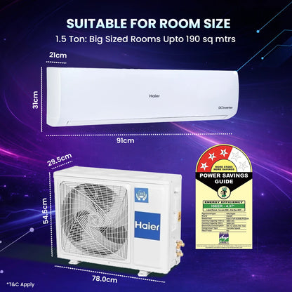 Haier 2026 Model 1.5 Ton 3 Star Split Twin Inverter AC (HSI17VP-W3NB-PI,HSO17VP-W3NB-PI, White)