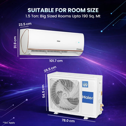 Haier 2026 Model 1.5 Ton 4 Star Split HEXA Inverter with Wi-fi AC (HSI18KU-RAI4NB-I,HSO18-4NB-I, White)