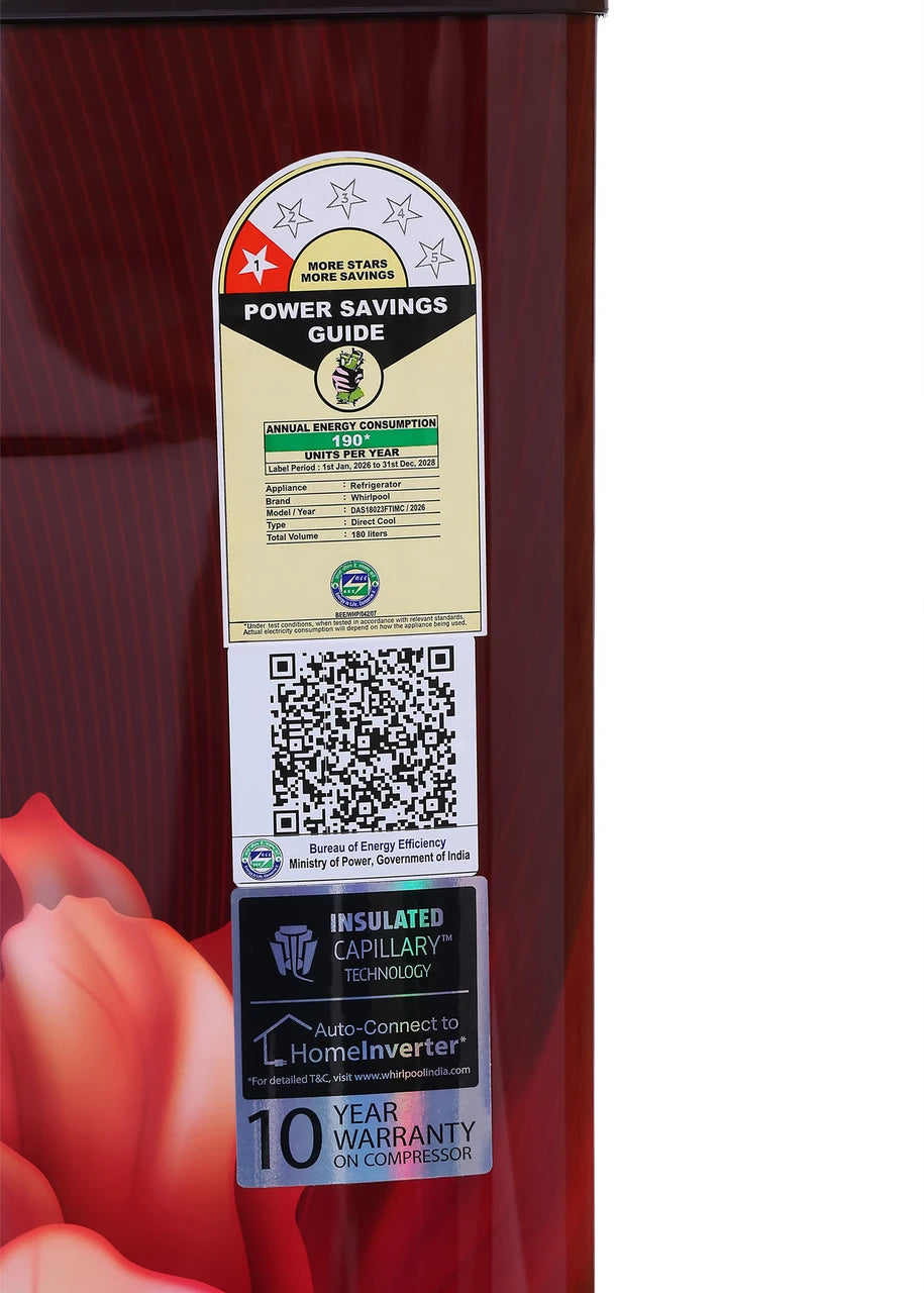 Whirlpool 180 L Direct Cool Single Door 1 Star Refrigerator (Wine Bliss, 200 IMPC PRM 1S WINE BLISS-Y)